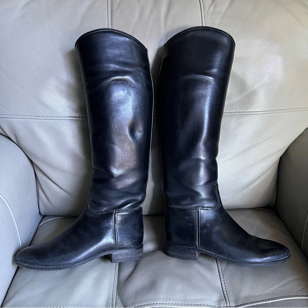 Vtg E Vogel Bespoke Equestrian Custom Made Leather Riding Boots Sz 6 - 6.5 Black
